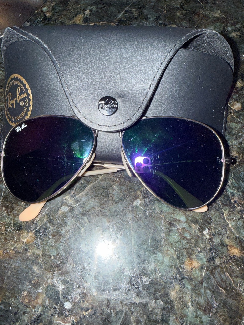 Ray-Ban Aviator Sunglasses — Gold Frame with Dark Reflective Lenses